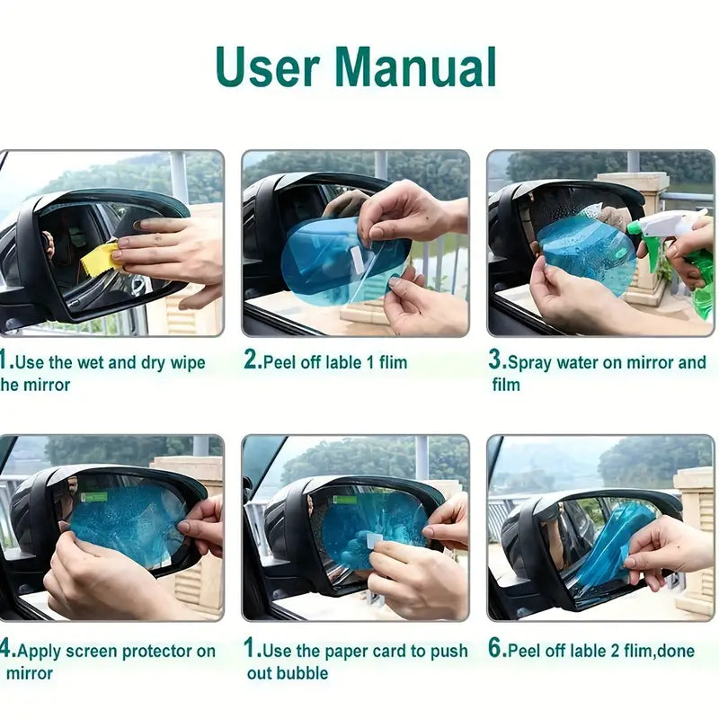 2pcs Car Rearview Mirror Rainproof Film