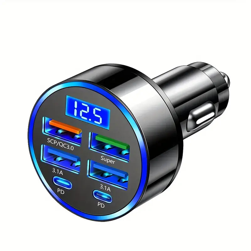 6-in-1 Car Charger with Display
