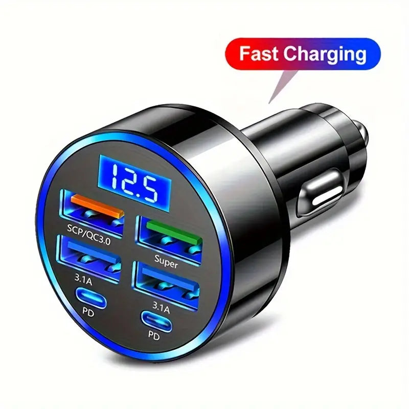 6-in-1 Car Charger with Display